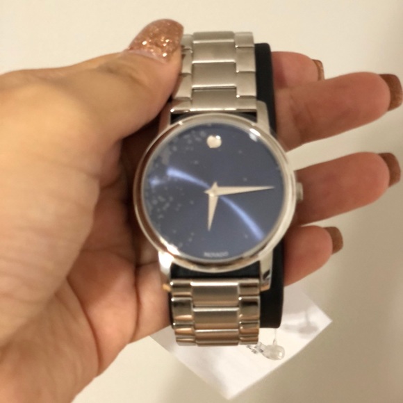 Movado Men Watch Navy and Silver